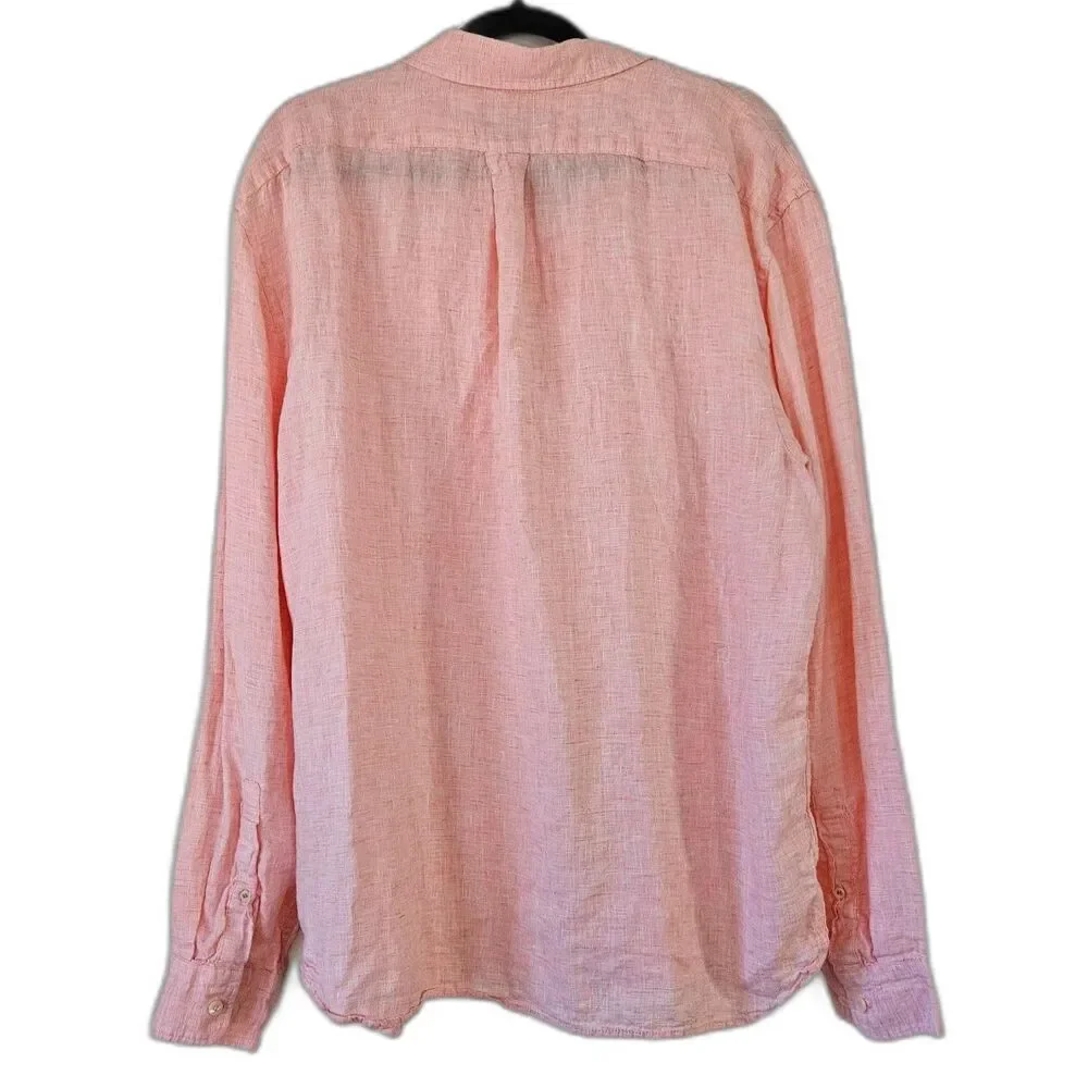 Coral Cremieux Luxury 100% Linen Button Down Knit Coastal Summer XXL